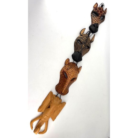 Hand-Carved African Animal Mask Wall Hanging Decor made in Kenya - Picture 1 of 7
